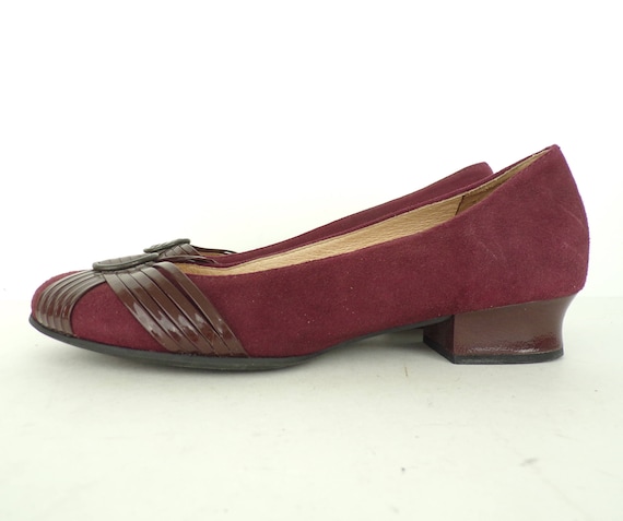 Vintage Burgundy Clarks Shoes Suede Low 