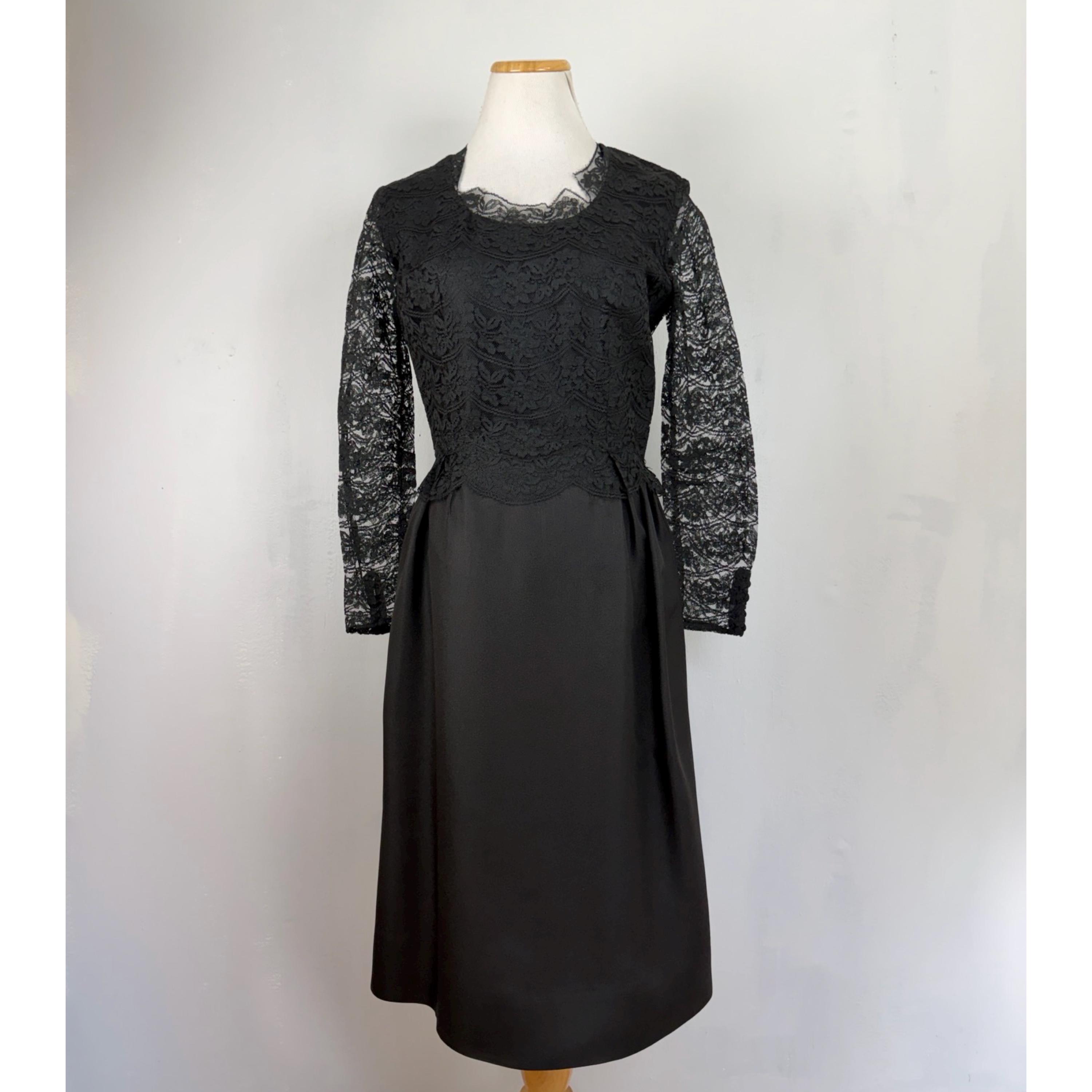 knee length dresses for ladies 60s Navy Long Sleeve Shift main image 1