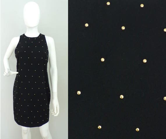 Vintage Studded Party Dress| 1980s Gold Studded S