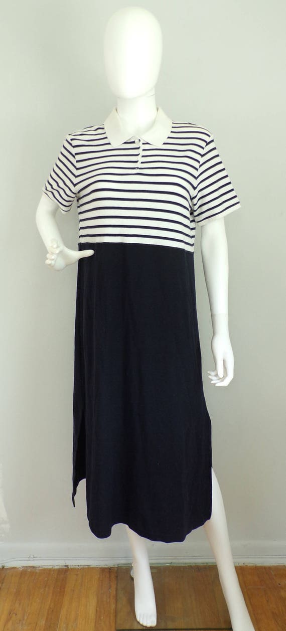 Vintage Nautical Dress, Talbots Stripe Cotton Dre… - image 2
