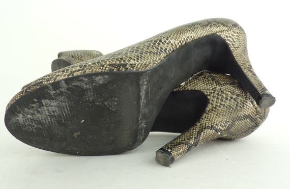 Vintage Snake Print Heels, 90s Animal Print Pumps… - image 5