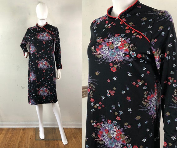 Vintage Hand Tailored Asian Dress, Vintage 1970s A