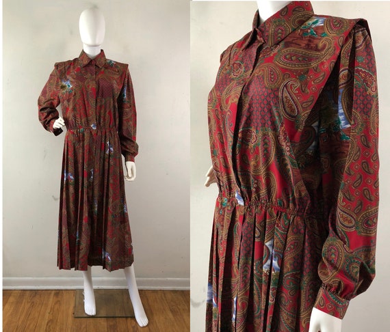 Vintage Equestrian Print Dress, 90s Schrader Eques