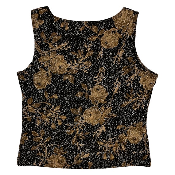 Vintage Rose Print Top, Sparkly Brown & Beige Str… - image 4