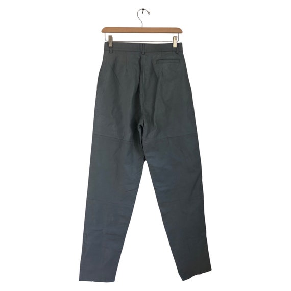 Vintage Gray Leather Pants, Womens High Waist Leather… - Gem