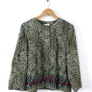 Vintage 90s Animal Floral Print Lightweight Jacket - Women&#39;s Size 12