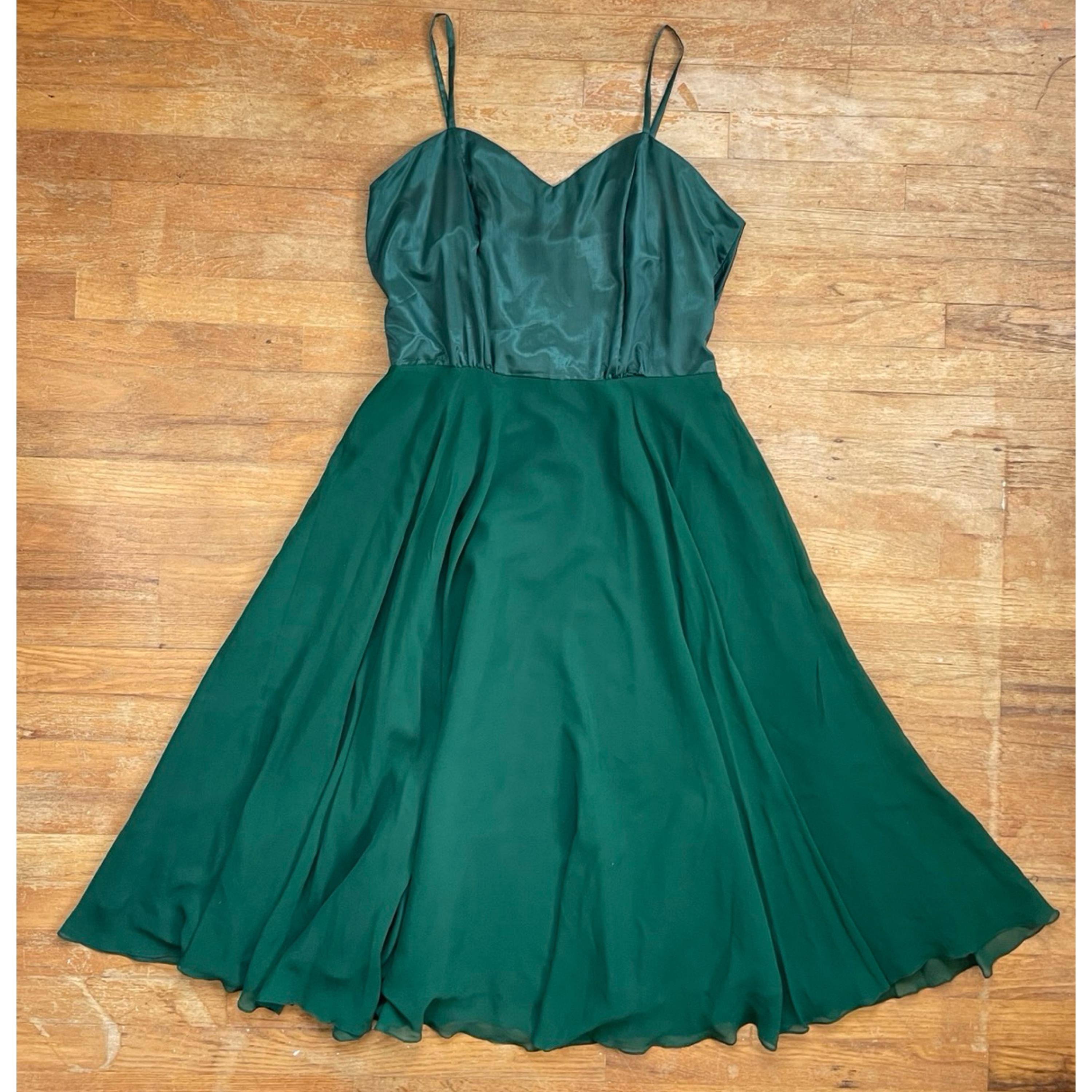 green satin fit and flare dress Green One-Shoulder Long Satin Crepe Mermaid Gown main image 0