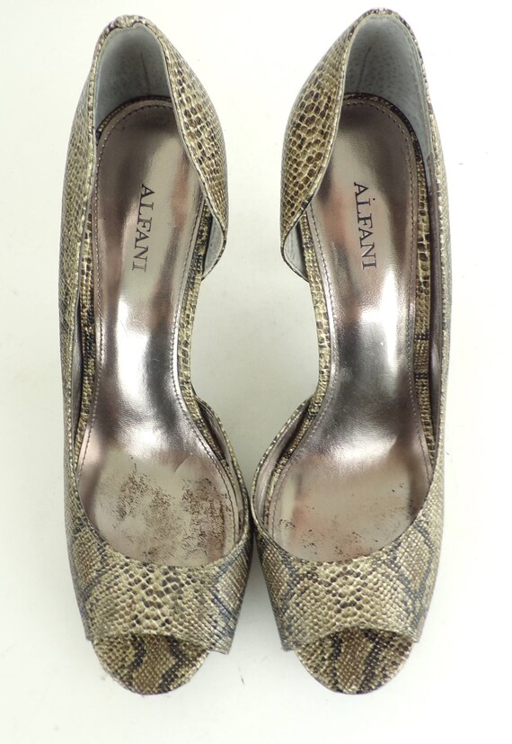 Vintage Snake Print Heels, 90s Animal Print Pumps… - image 2