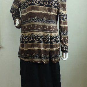 Vintage Abstract Print Dress: 1980s Layered Rayon Shift, Size L