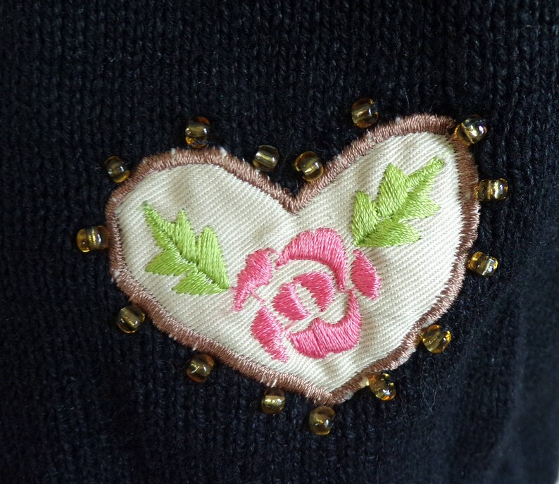 Vintage Western Cardigan Sweater 90s Embroidered Beaded Applique Cowgirl Sweater Button Down Embellished Rodeo Womens Jumper XL Extra Large