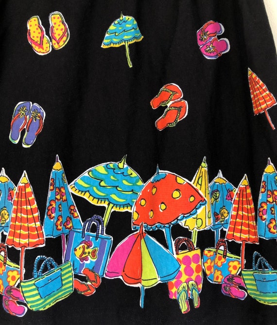 Vintage Beach Theme Skirt, 1990s Beach Totes Umbr… - image 4