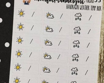 Hand drawn Weather Temperature Box Micro Planner Stickers