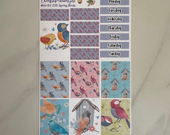 Spring Birds Mini Kit Weekly Layout Planner Stickers