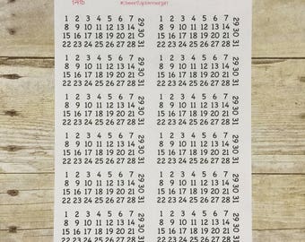 Date Dots 12 sets of 1 thru 31 Numbers Planner Stickers