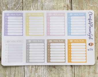 Pastel Menu Plan Full Box Planner Stickers