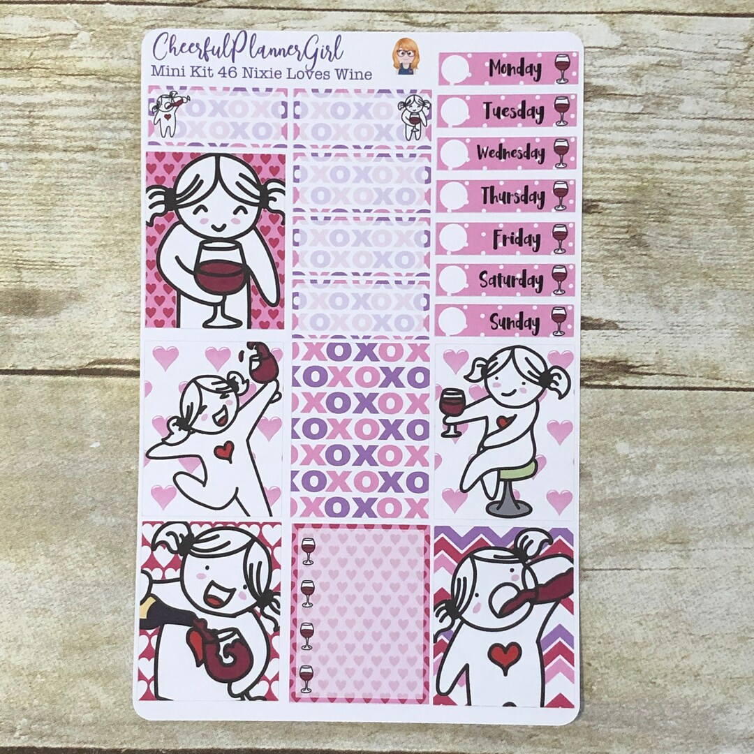 Nixie Loves Wine Mini Kit Weekly Layout Planner Stickers - Etsy