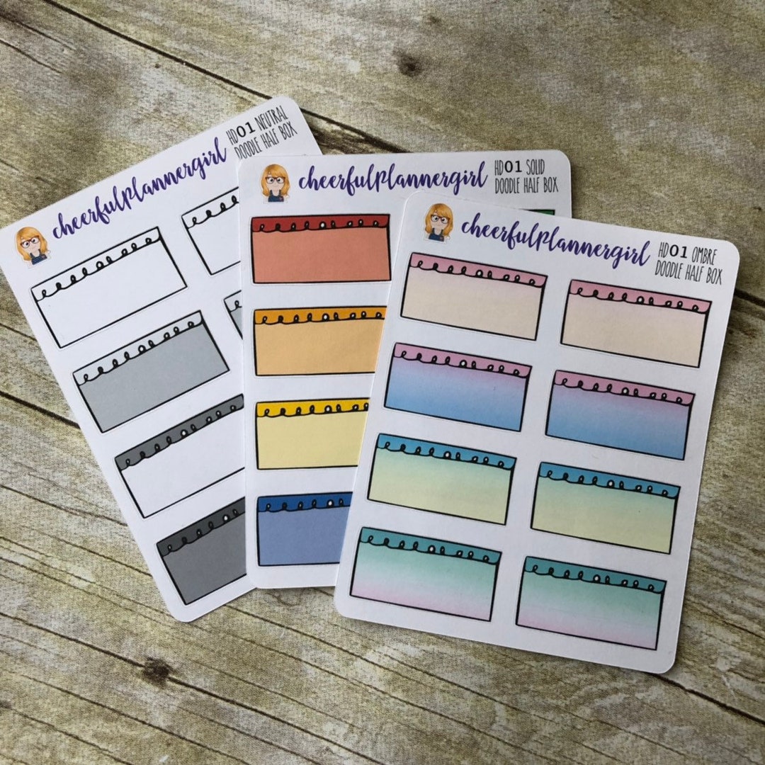 Doodle Half Box Hand Drawn Planner Stickers - Etsy