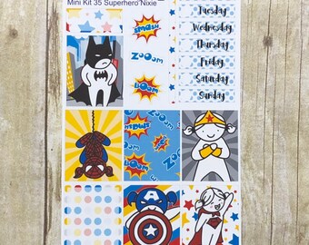 Superhero Nixie Mini Kit Weekly Layout Planner Stickers