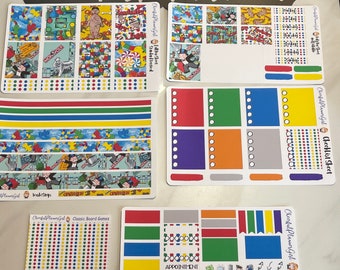 Classic Board Games Standard Vertical Full Kit Weekly Layout Planner Stickers