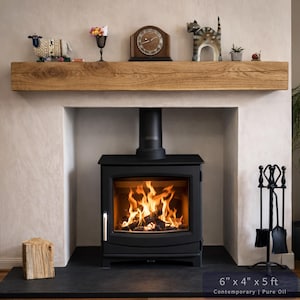 Solid French Oak 3" X 4" Beam Mantle Piece Fire Place Shelf Log Burner *free Postage* Includes Small Pot Of Oil & Concealed Bracke image 6