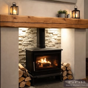 Solid French Oak 3" X 4" Beam Mantle Piece Fire Place Shelf Log Burner *free Postage* Includes Small Pot Of Oil & Concealed Bracke image 16