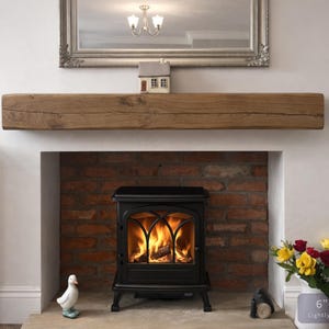 Solid French Oak 3" X 4" Beam Mantle Piece Fire Place Shelf Log Burner *free Postage* Includes Small Pot Of Oil & Concealed Bracke image 8