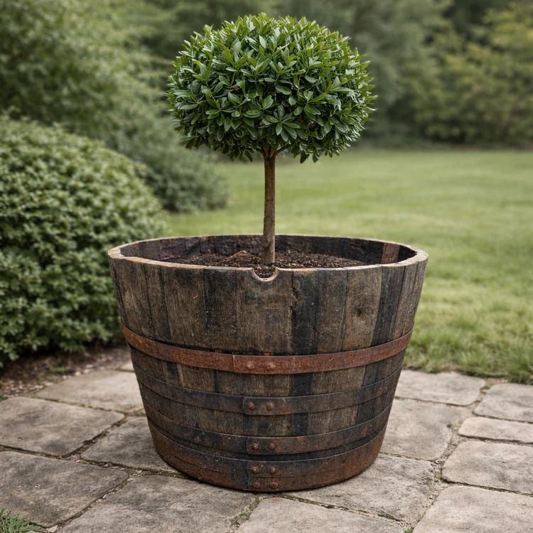 Large Oak Whiskey Barrel Planter, FREE DELIVERY – Reclaimed Half