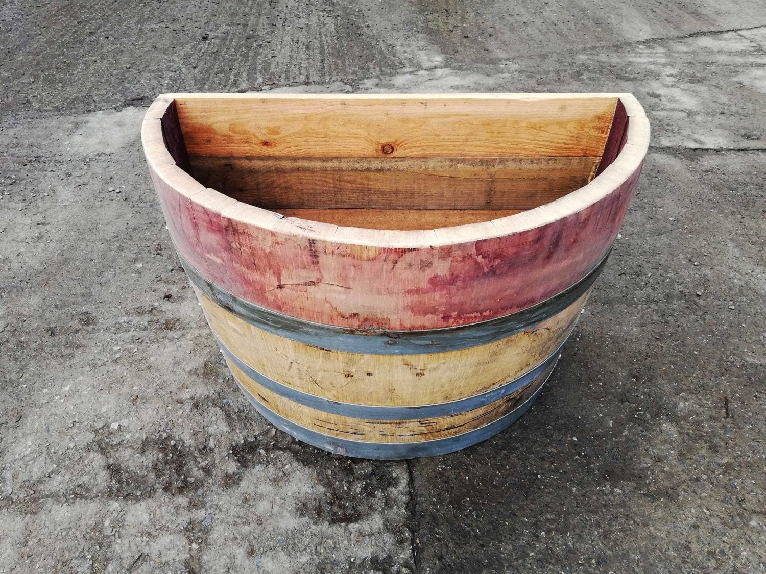 Quarter Wine Barrel Planter Flat Back Ex Oak Barrel Etsy