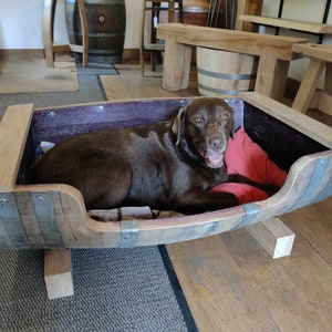 Oak Wine Barrel Dog Bed/cat Bed. please See Dimensions In Description image 7