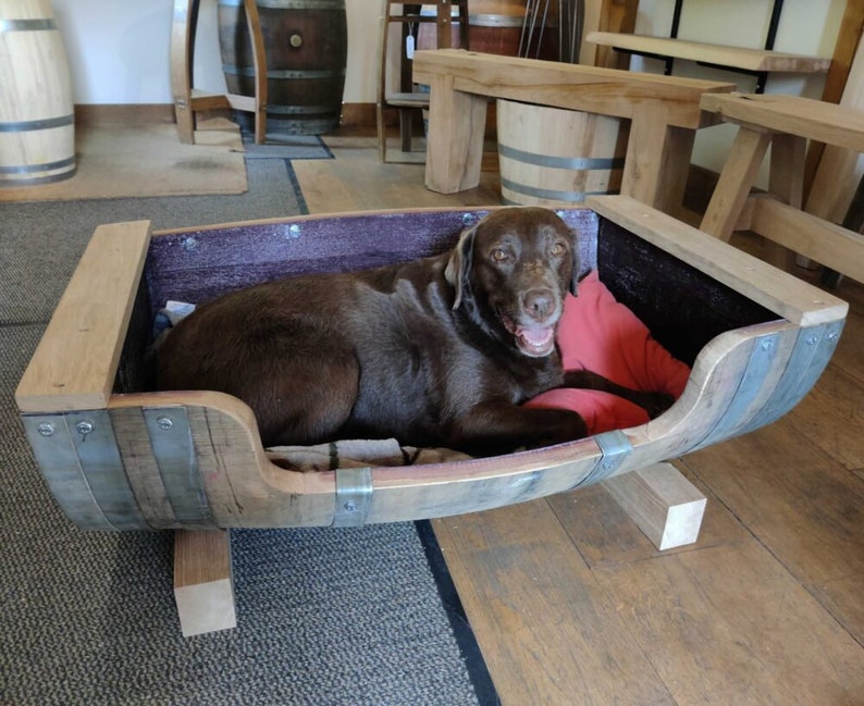 Oak Wine Barrel Dog Bed/cat Bed. please See Dimensions In Description image 7