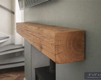 8" X 8" - Oak Beam Mantle Piece / Fireplace - Shelf Log Burner *free Postage* Includes Small Pot Of Oil & Concealed Brackets
