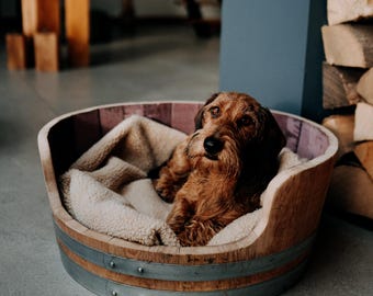 Oak Wine Barrel Dog Bed/Cat Bed