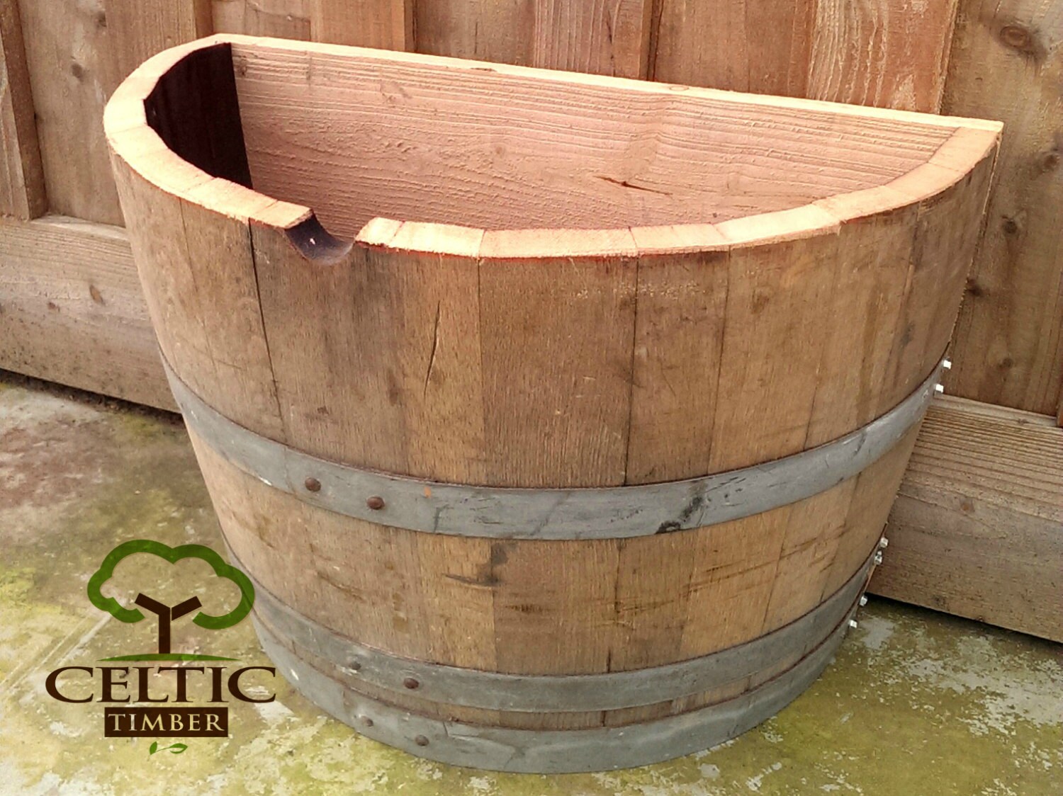 Quarter Wine Barrel Planter Flat Back Ex Oak Barrel Etsy