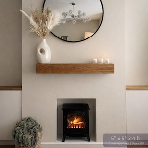 Solid French Oak 3" X 4" Beam Mantle Piece Fire Place Shelf Log Burner *free Postage* Includes Small Pot Of Oil & Concealed Bracke image 4