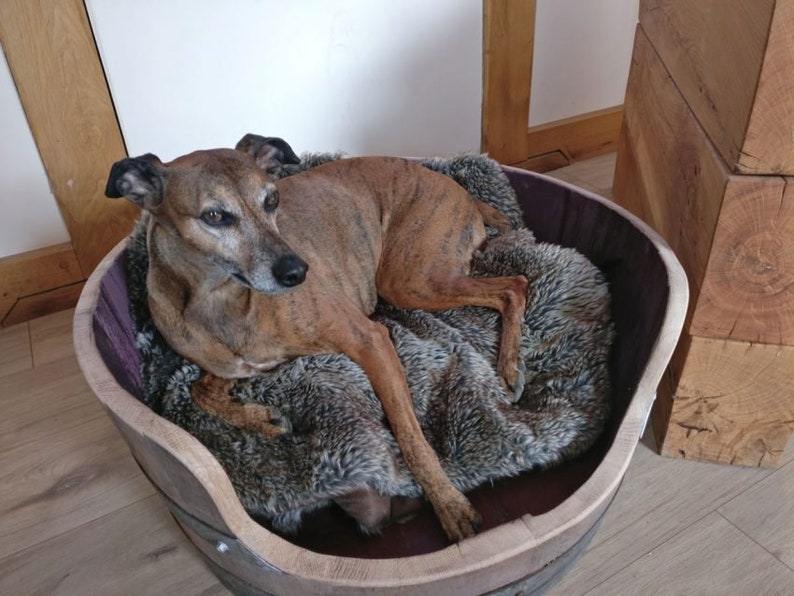Oak Wine Barrel Dog Bed/cat Bed. please See Dimensions In Description image 2
