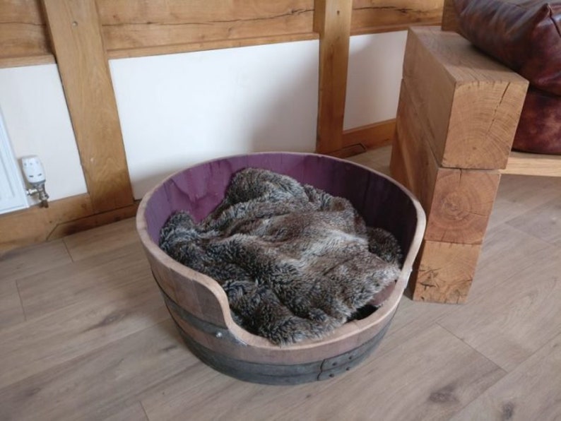 Oak Wine Barrel Dog Bed/cat Bed. please See Dimensions In Description image 3