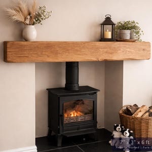 Solid French Oak 3" X 4" Beam Mantle Piece Fire Place Shelf Log Burner *free Postage* Includes Small Pot Of Oil & Concealed Bracke image 14