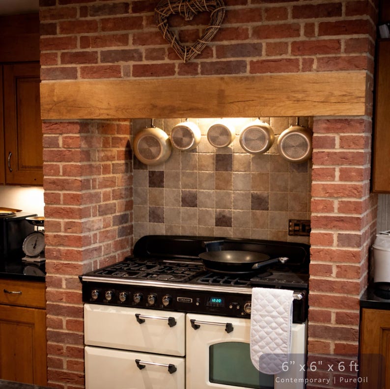 Solid French Oak 3" X 4" Beam Mantle Piece Fire Place Shelf Log Burner *free Postage* Includes Small Pot Of Oil & Concealed Bracke image 12