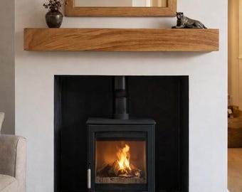 6" X 6" Oak Beam Mantle Piece / Fireplace - Shelf Log Burner *free Postage* Includes Small Pot Of Oil & Concealed Brackets