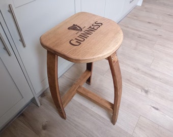 Handmade Wine Barrel Oak Bar Stool Made From Barrel Staves, Solid Oak Pub Seat Chair, Available With Personal Engraving