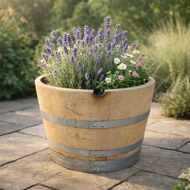 Reclaimed Oak Wine Barrel Planter | R...