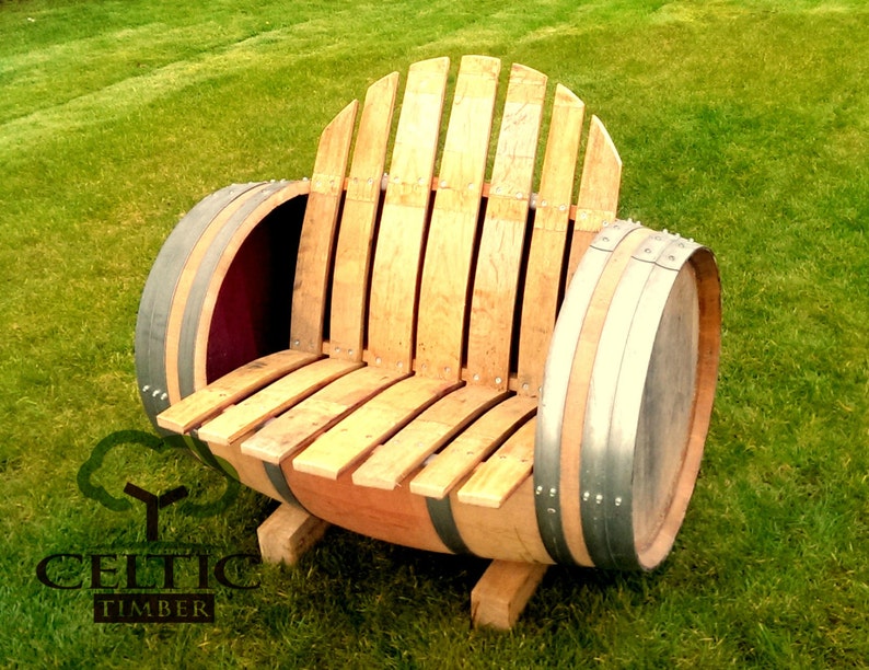Wine Barrel Seat Oak Barrel Garden Bench Handcrafted To Etsy