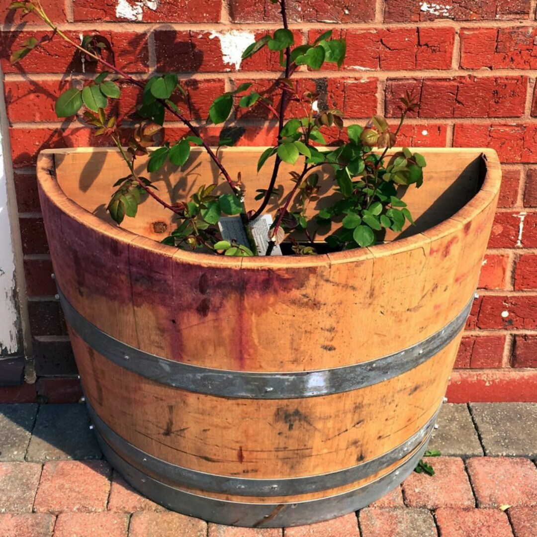 Quarter Wine Barrel Planter Flat Back Ex Oak Barrel - Etsy