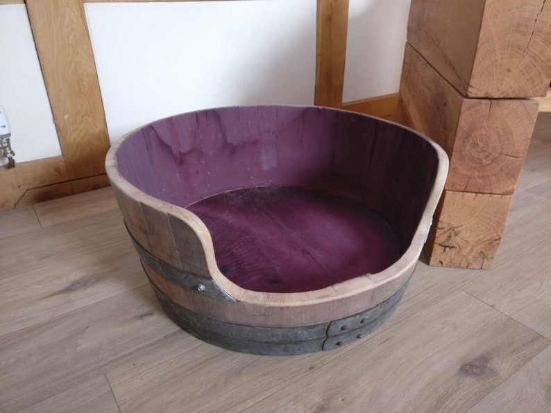 Oak Wine Barrel Dog Bed/cat Bed. please See Dimensions In Description image 1