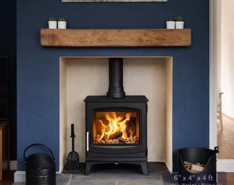 Oak Fireplace Beam - 9" X 5" Mantle Piece - Shelf Log Burner *free Postage* Includes Small Pot Of Oil & Concealed Brackets