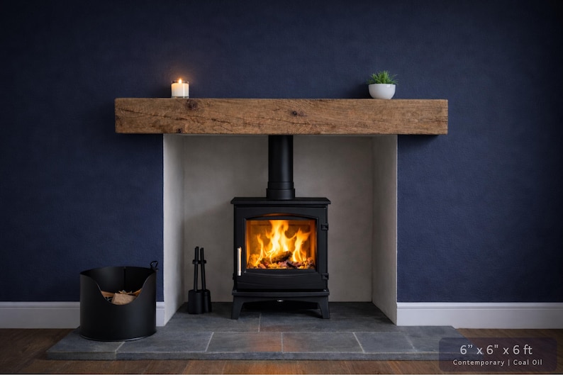 Solid French Oak 3" X 4" Beam Mantle Piece Fire Place Shelf Log Burner *free Postage* Includes Small Pot Of Oil & Concealed Bracke image 11