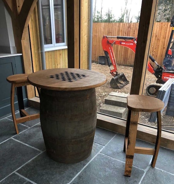 Whiskey barrel table and stools deals