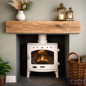 Solid French Oak 3" X 4" Beam Mantle Piece Fire Place Shelf Log Burner *free Postage* Includes Small Pot Of Oil & Concealed Bracke image 15