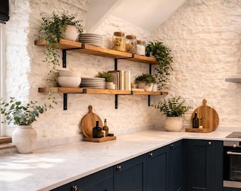 Solid Oak Shelves – Kiln Dried, Chunky Floating or Bracket Wood Shelving