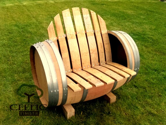 Wine Barrel Seat Oak Barrel Garden Bench Handcrafted To Etsy